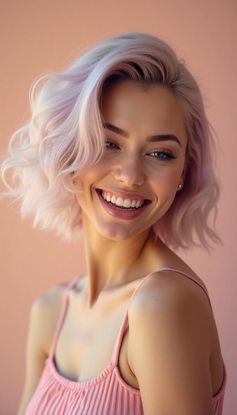 Pastel-Colored Mullet With Subtle Dimension