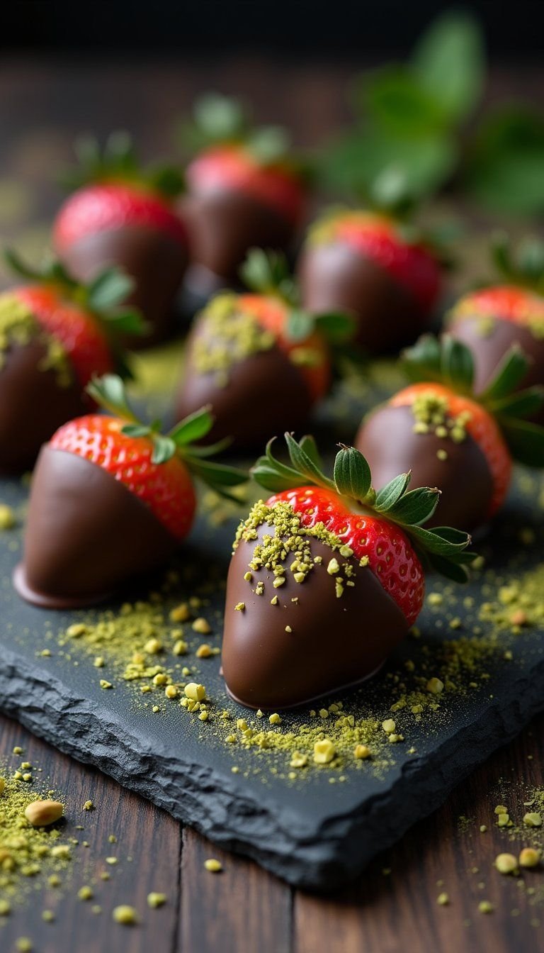Chocolate-Dipped Strawberries With Matcha Dust