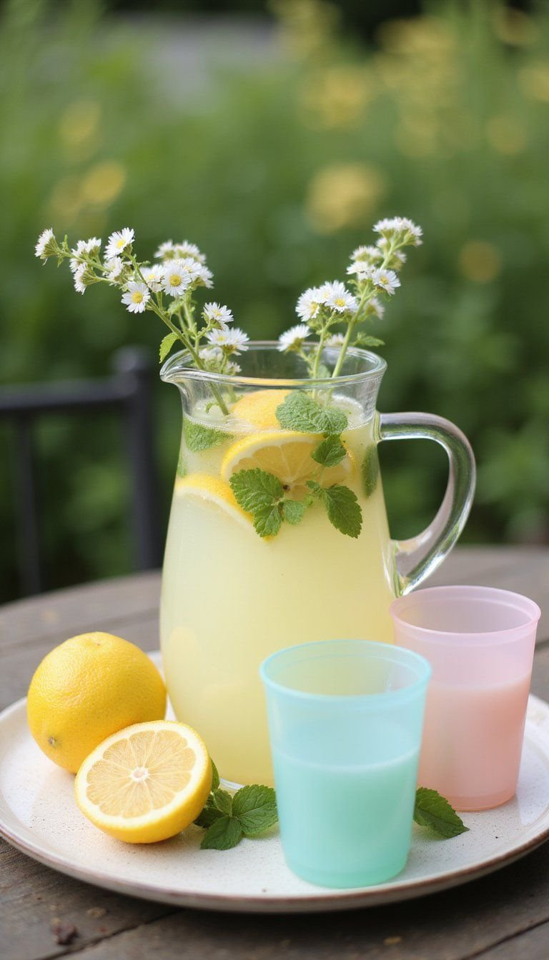 Elderflower Lemonade Pitcher With Fresh Mint