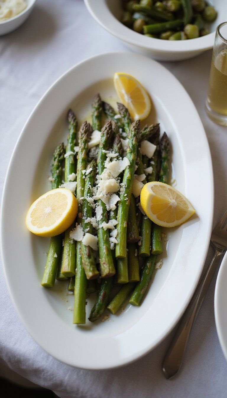 Lemon Parsley Roasted Asparagus Platter Display