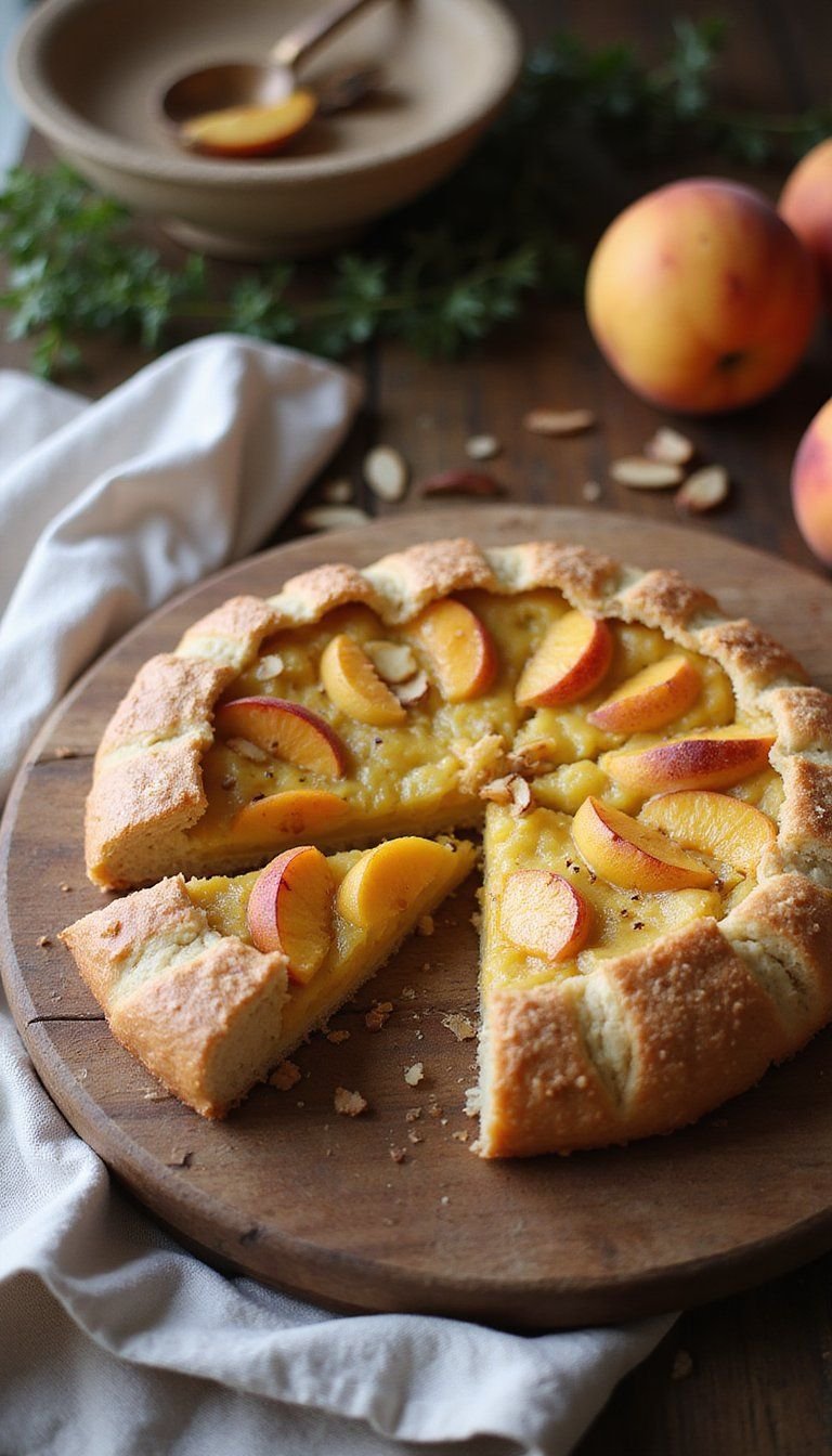 Peach And Almond Galette With Vanilla Glaze