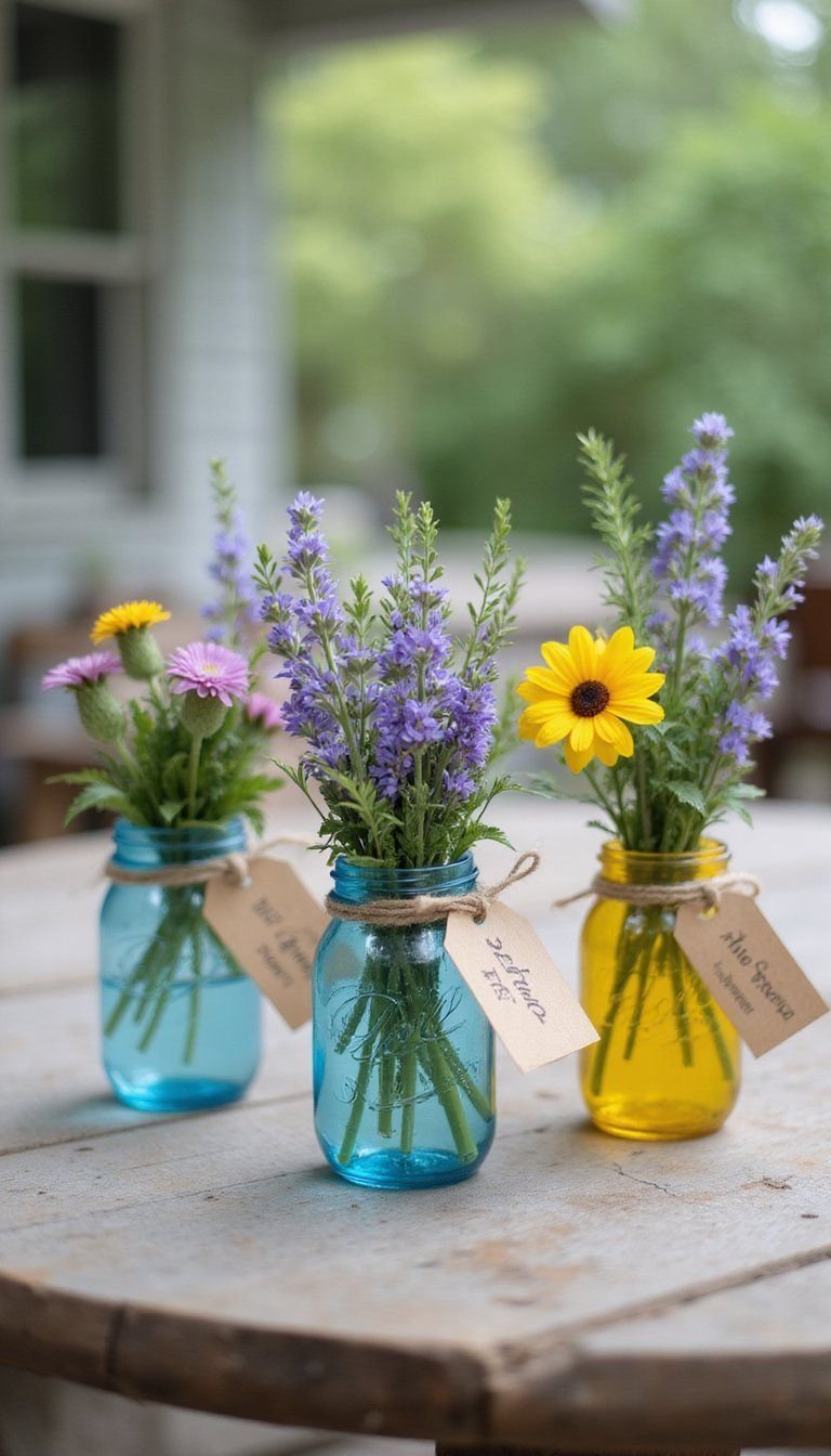 Wildflower Meadow-Inspired Mini Mason Jar Posies For Mom