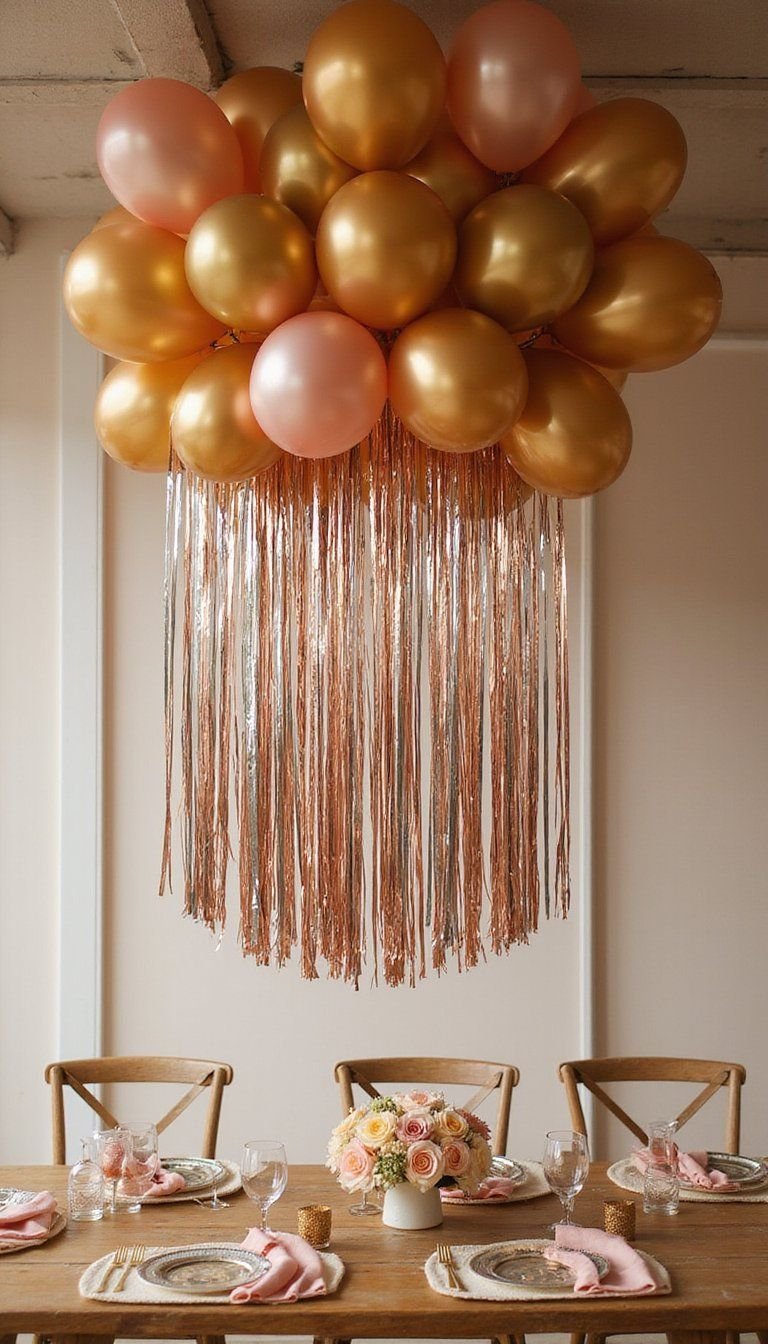 Balloon Ceiling Tassel Installation For Sparkle