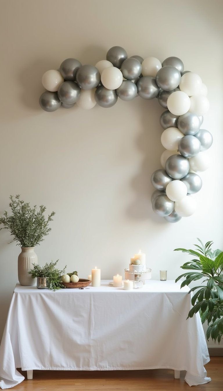 Minimalist White And Silver Balloon Garland