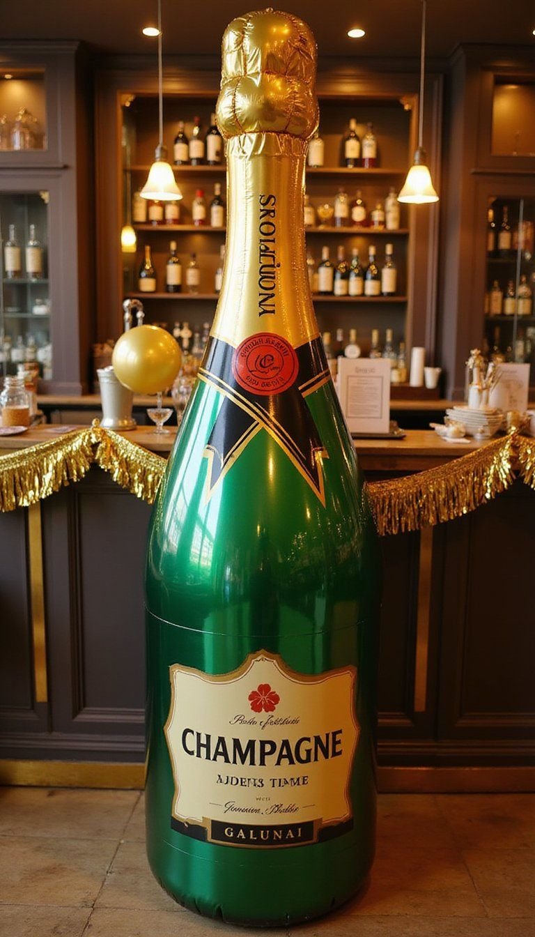 Sparkling Champagne Bottle Balloon Sculpture