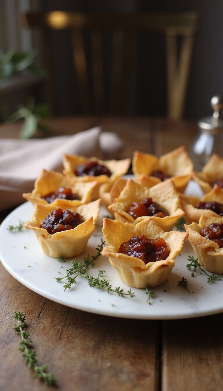 Brie And Fig Jam Phyllo Cups With Thyme