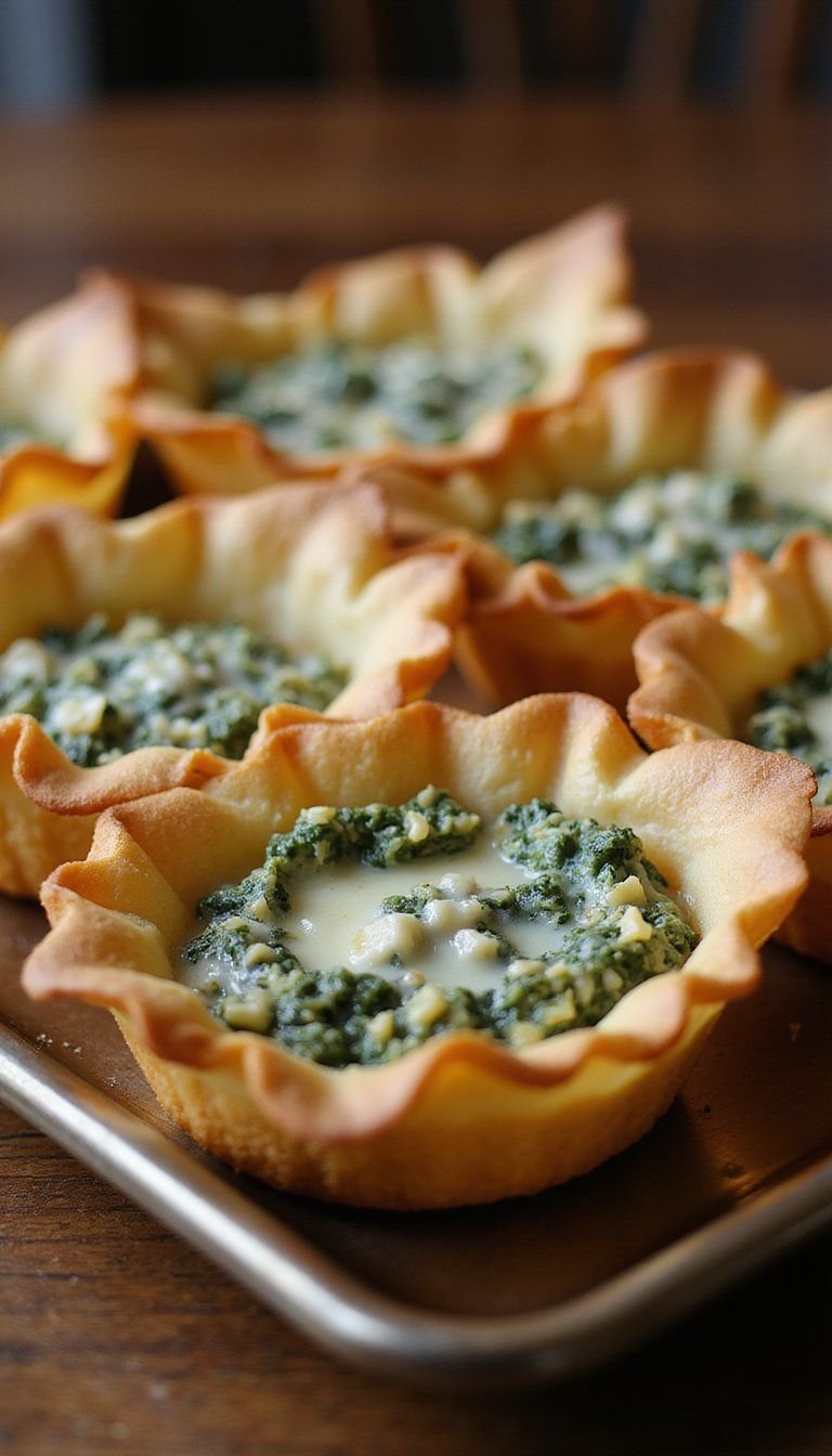 Hot Spinach Artichoke Dip In Phyllo Cups