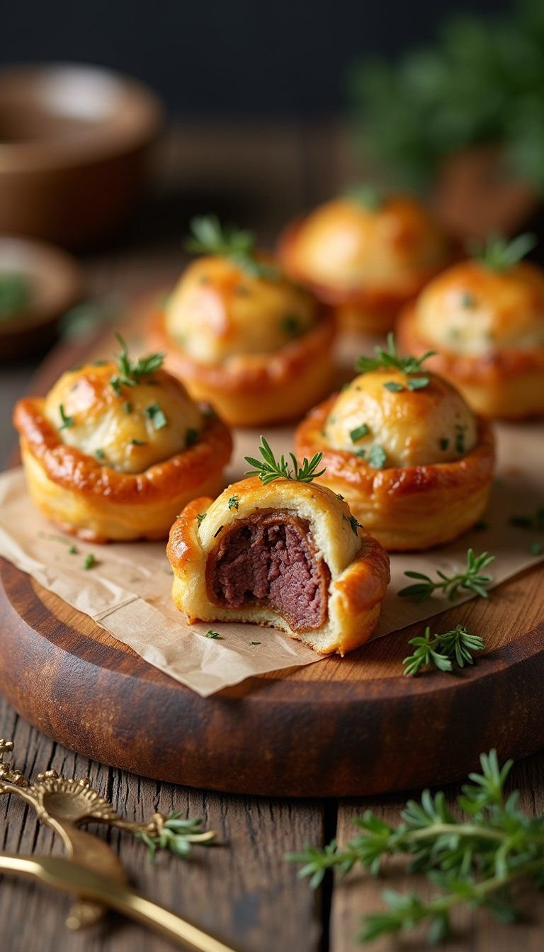 Mini Beef Wellington Bites With Herbed Puff Pastry