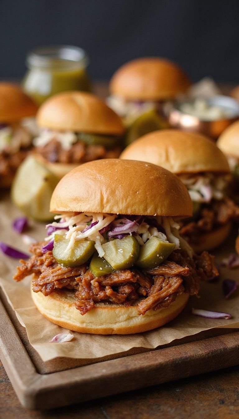 Pulled Pork Sliders With Crunchy Slaw And Pickles