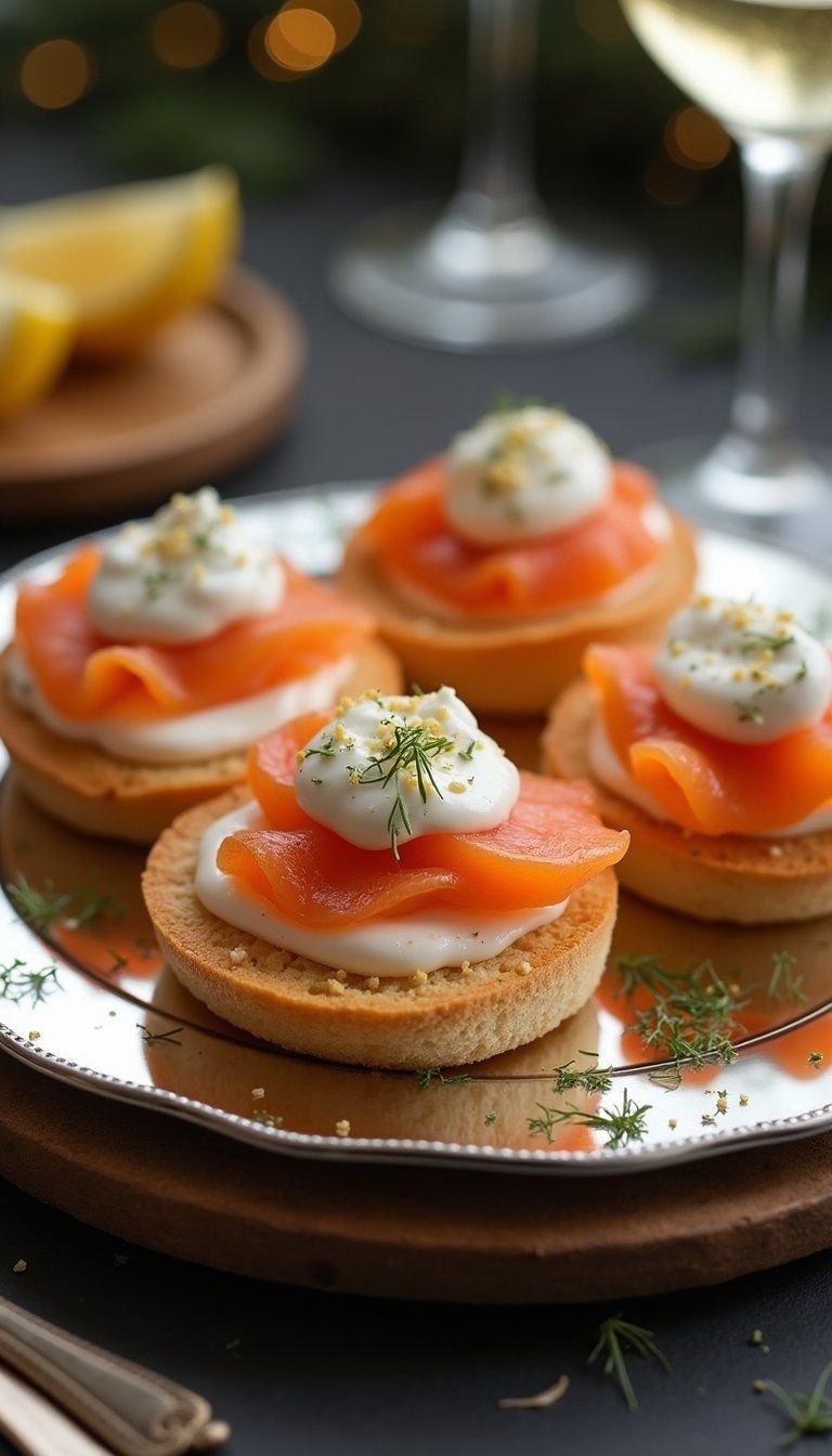Smoked Salmon Blinis With Dill Creme Fraiche