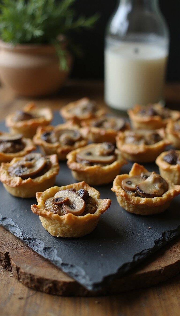 Truffled Mushroom Tartlets On Golden Phyllo Shells