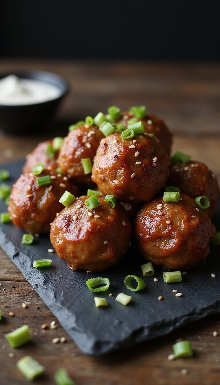 Bite-Sized Korean BBQ Meatballs with Sesame