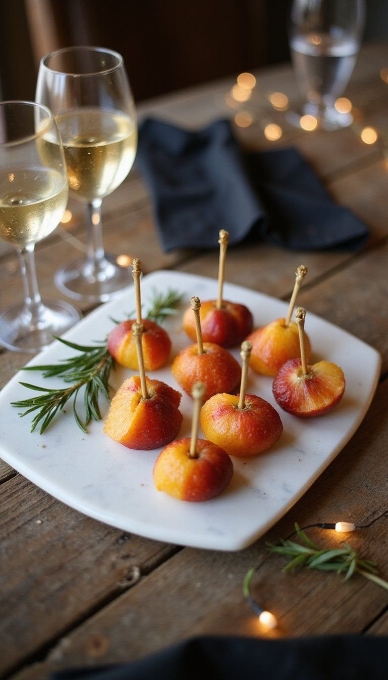 Champagne Fruit Skewers with Rosemary Sparkle