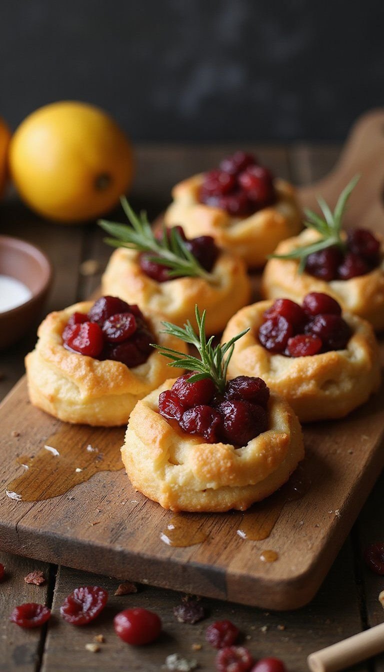 Cranberry Brie Phyllo Cups with Honey Drizzle