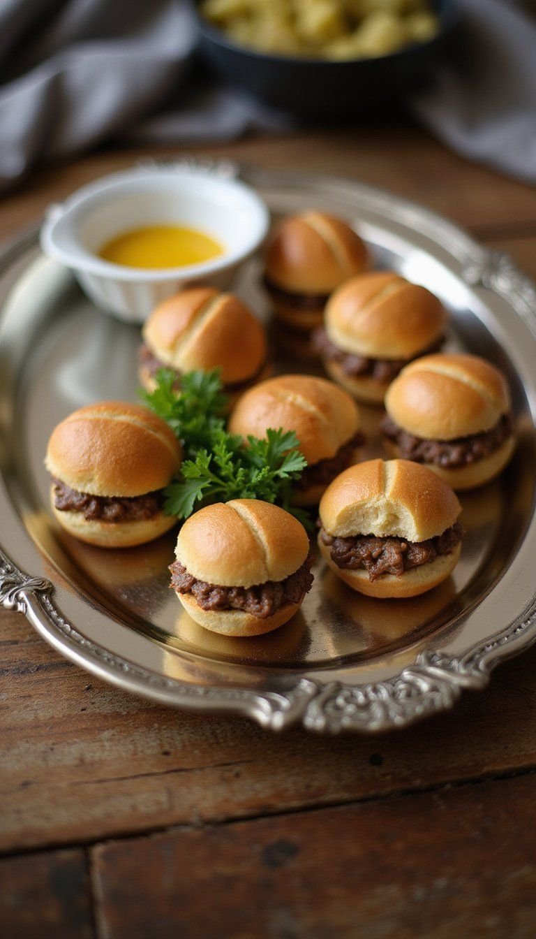 Mini Beef Wellington Bites with Herbed Mustard