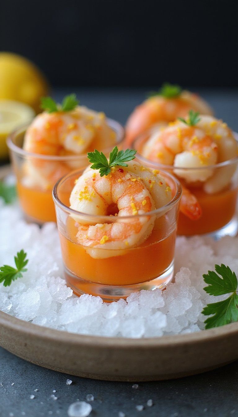 Mini Shrimp Cocktail Shooters with Citrus Zest