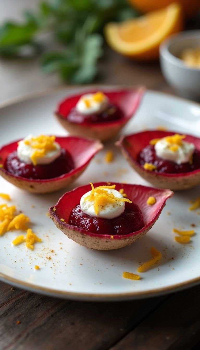 Sparkling Beet and Goat Cheese Endive Boats