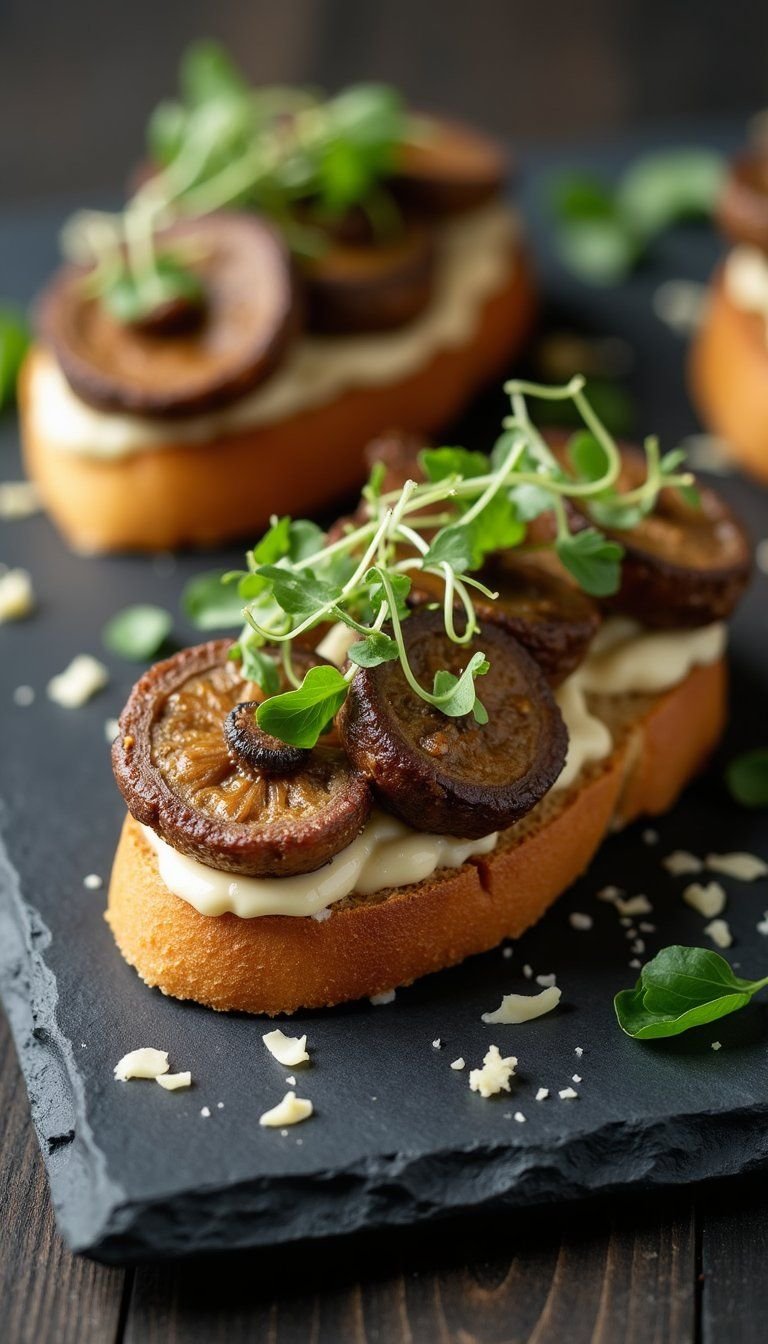 Truffle Mushroom Crostini with Parmesan Shavings