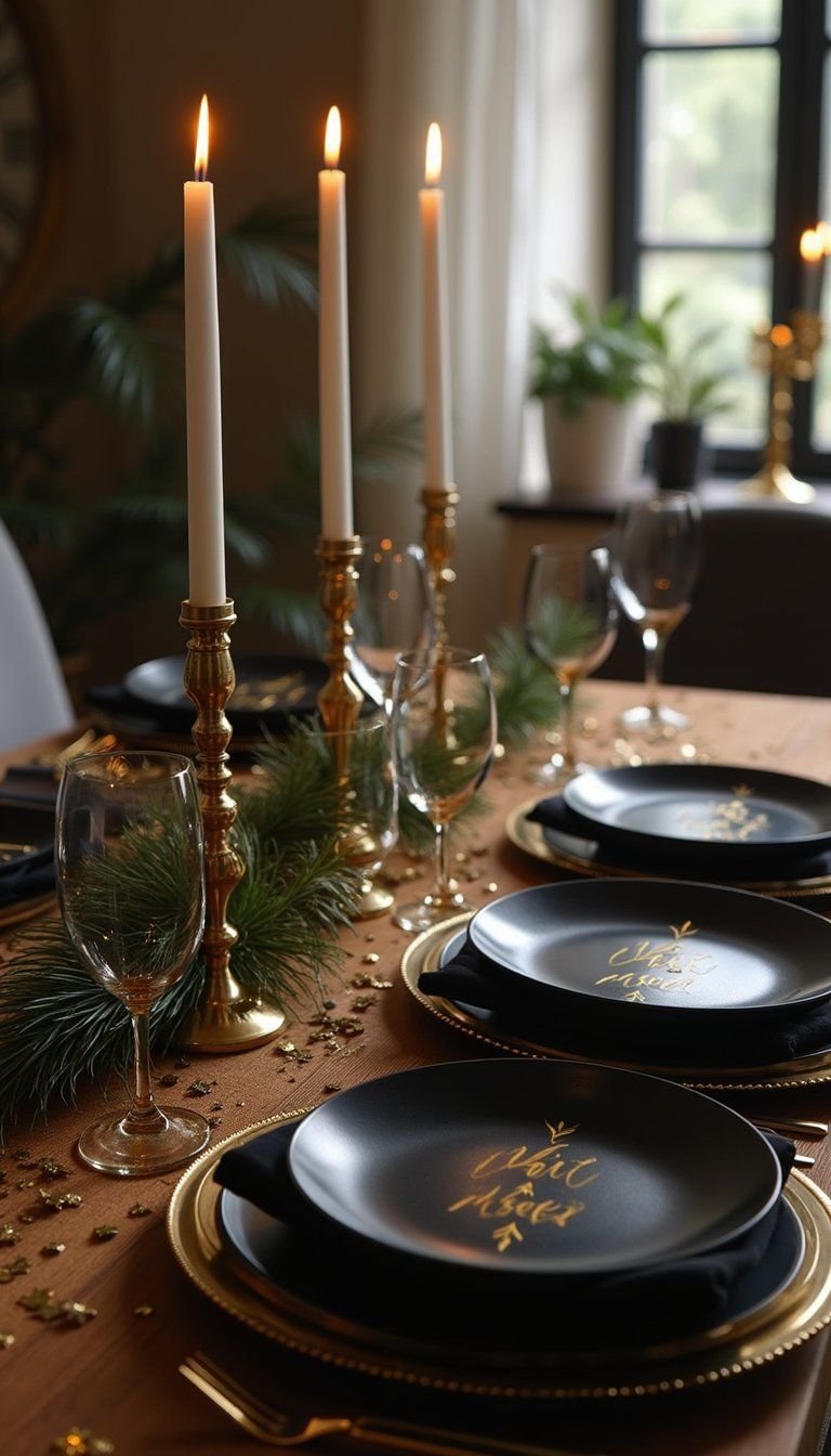 Black And Gold Glam Dinner Party Tablescape