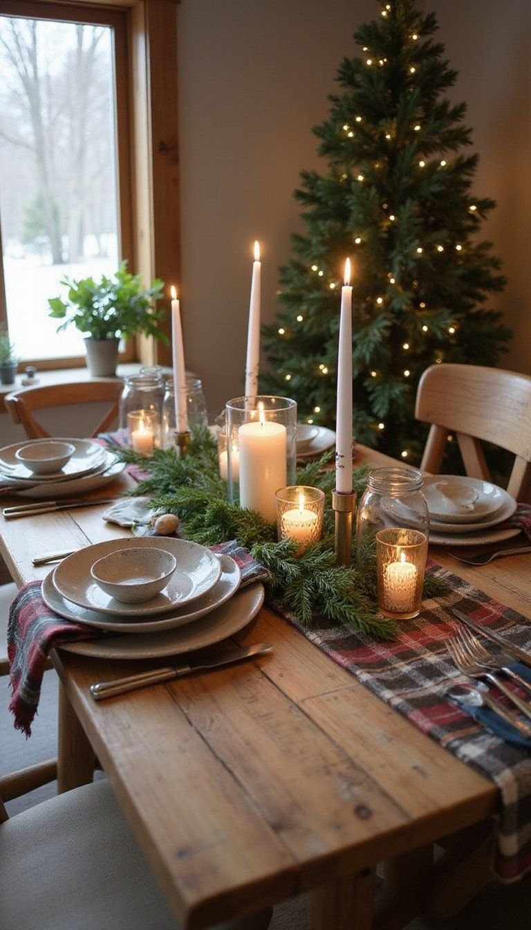 Cozy Winter Lodge Rustic Sparkle Table Setting
