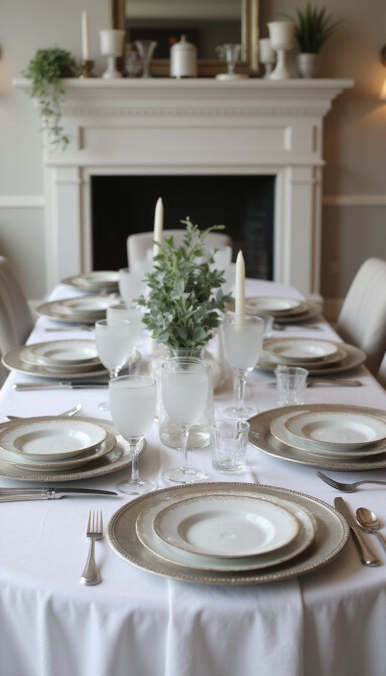 Monochrome Silver Frosted Winter Table Design