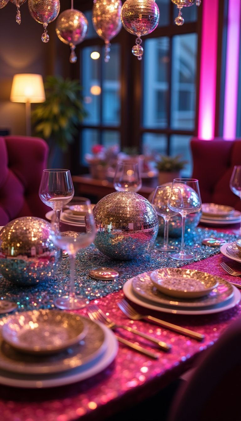 Retro Disco Inspired Glitter And Neon Table
