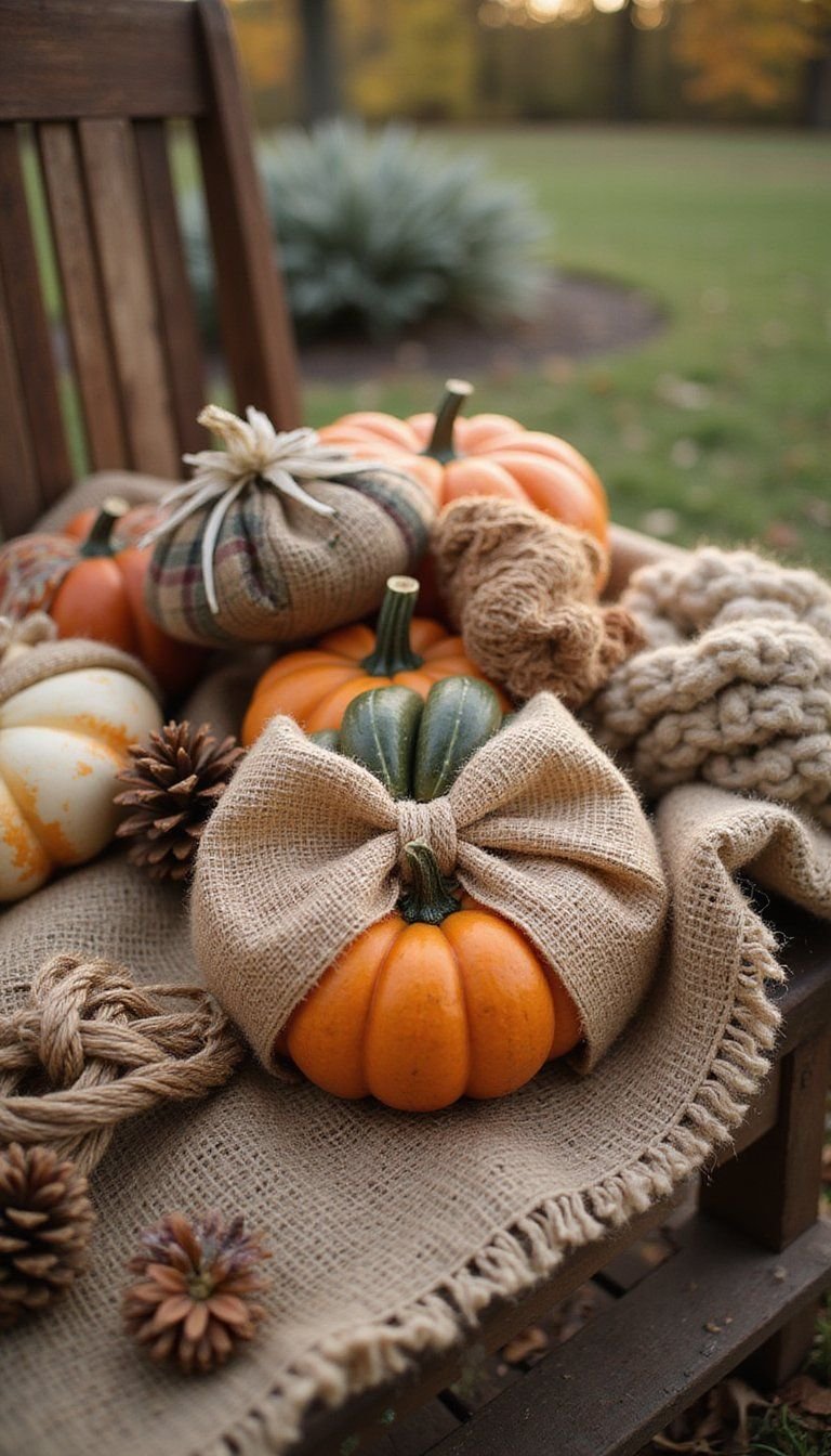 Fabric Wrap Pumpkins Using Scraps And Burlap