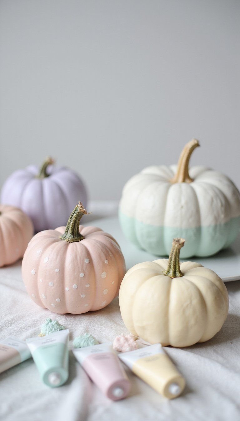 Puffy Paint Polka Dot Pumpkins In Pastels
