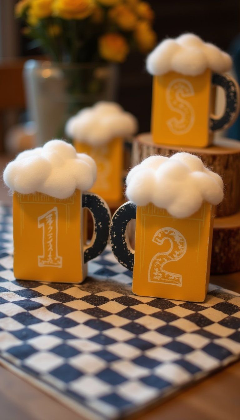 Festive Table Numbers Shaped Like Beer Mugs