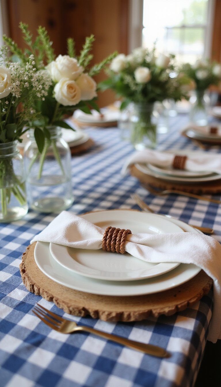 Gingham Table Layers With Wooden Chargers