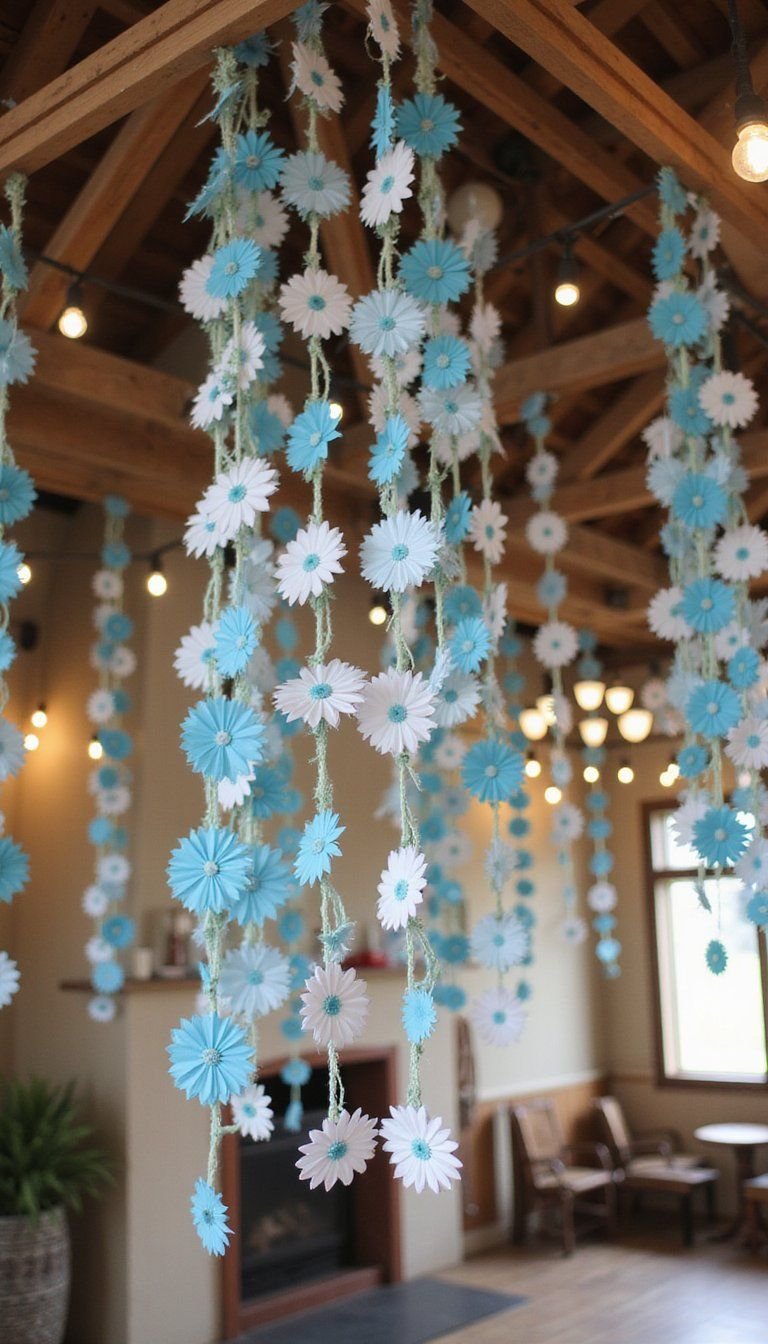 Paper Daisy Chains In Blue White Palette