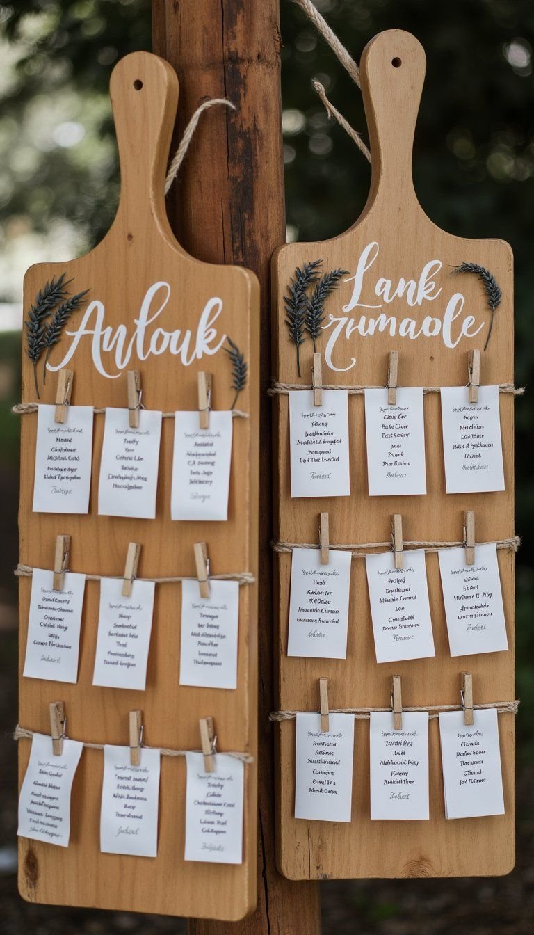 Seating Chart Display On Wooden Paddle Boards
