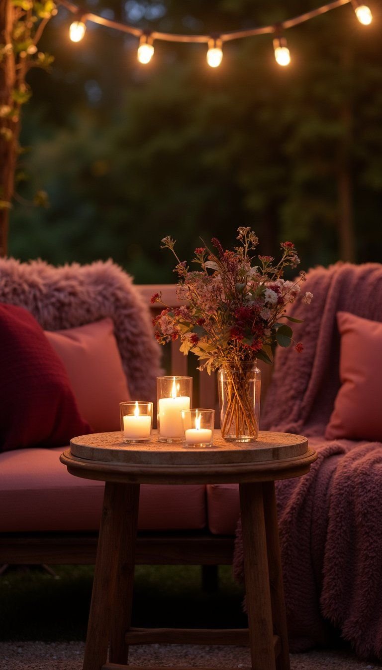 Date Night Setup With Candlelit Table And Throw