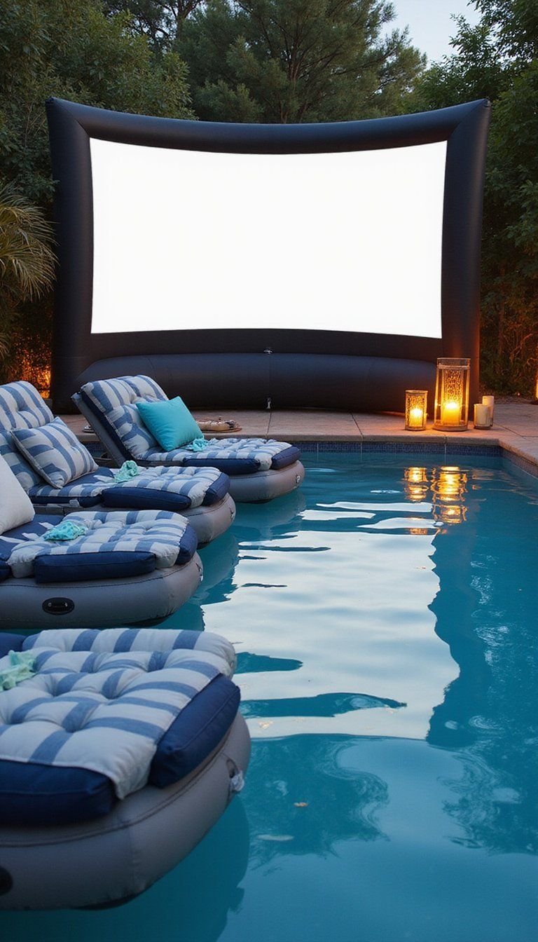 Floating Pool Movie Screening With Inflatable Screen