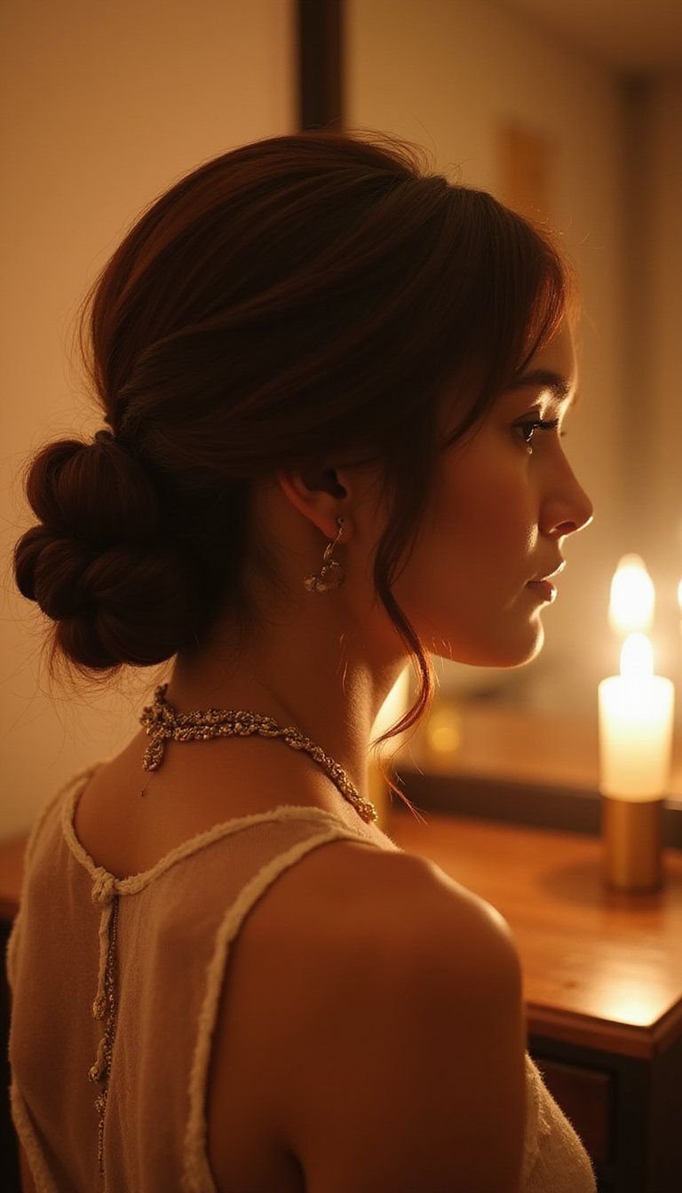 Low Romantic Bun With Loose Twists