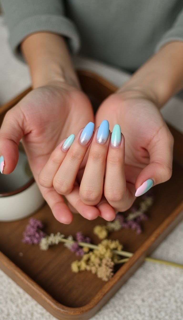 Soft Ombre Pastels With Glitter Accent
