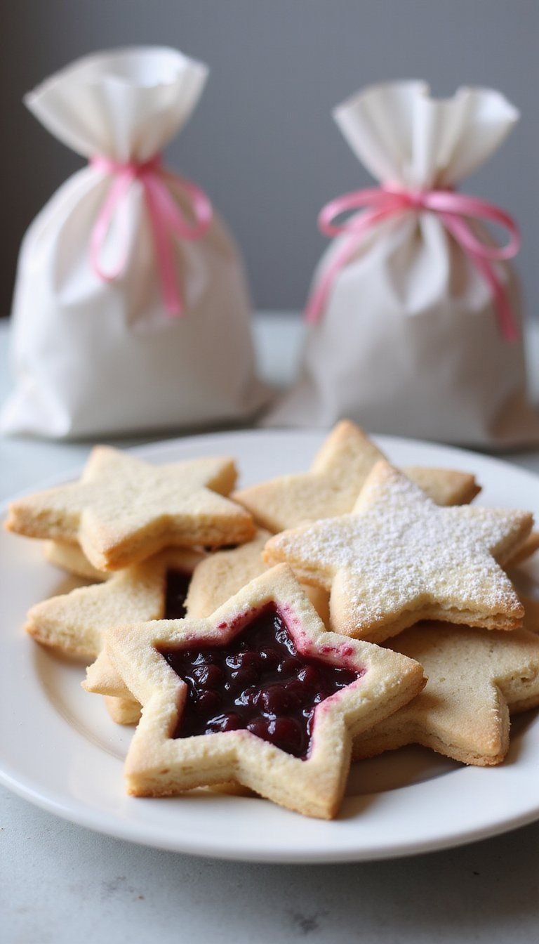 Star Cookie Sandwiches Filled With Berry Jam