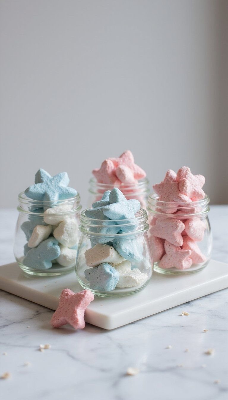 Star-Shaped Meringue Kisses In Red White Blue