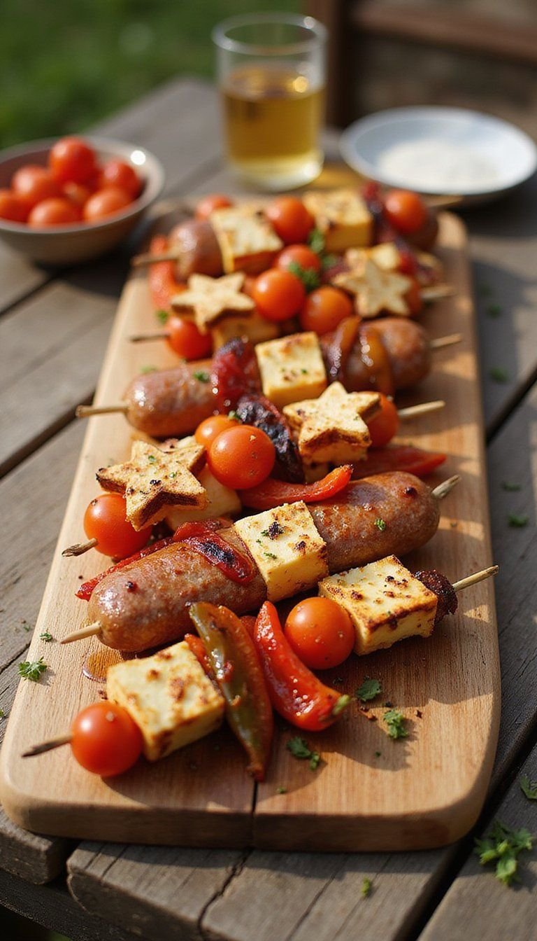 Firecracker Skewer Appetizers With Smoky Glaze