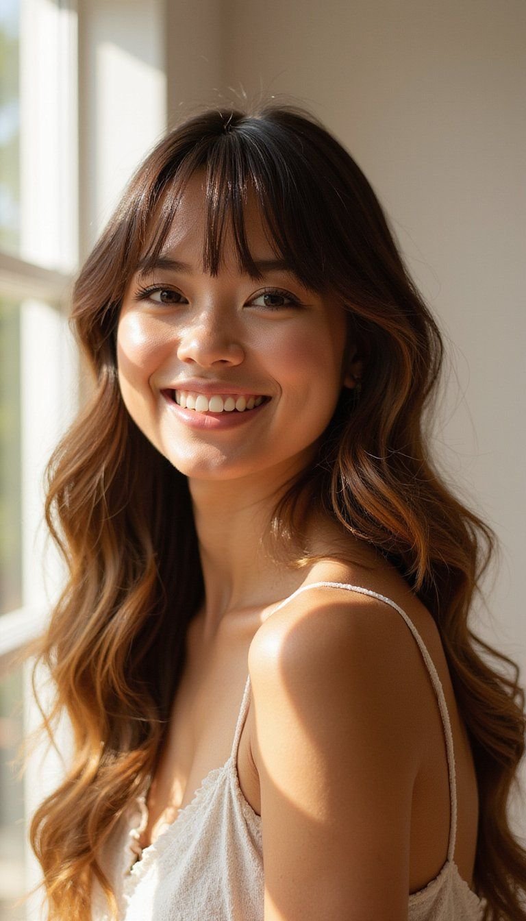 Long Layered Hair With Piecey Bangs