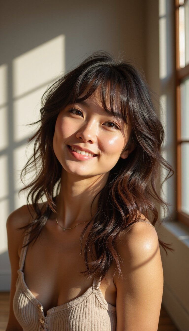 Shaggy Layers Paired With Piecey Bangs