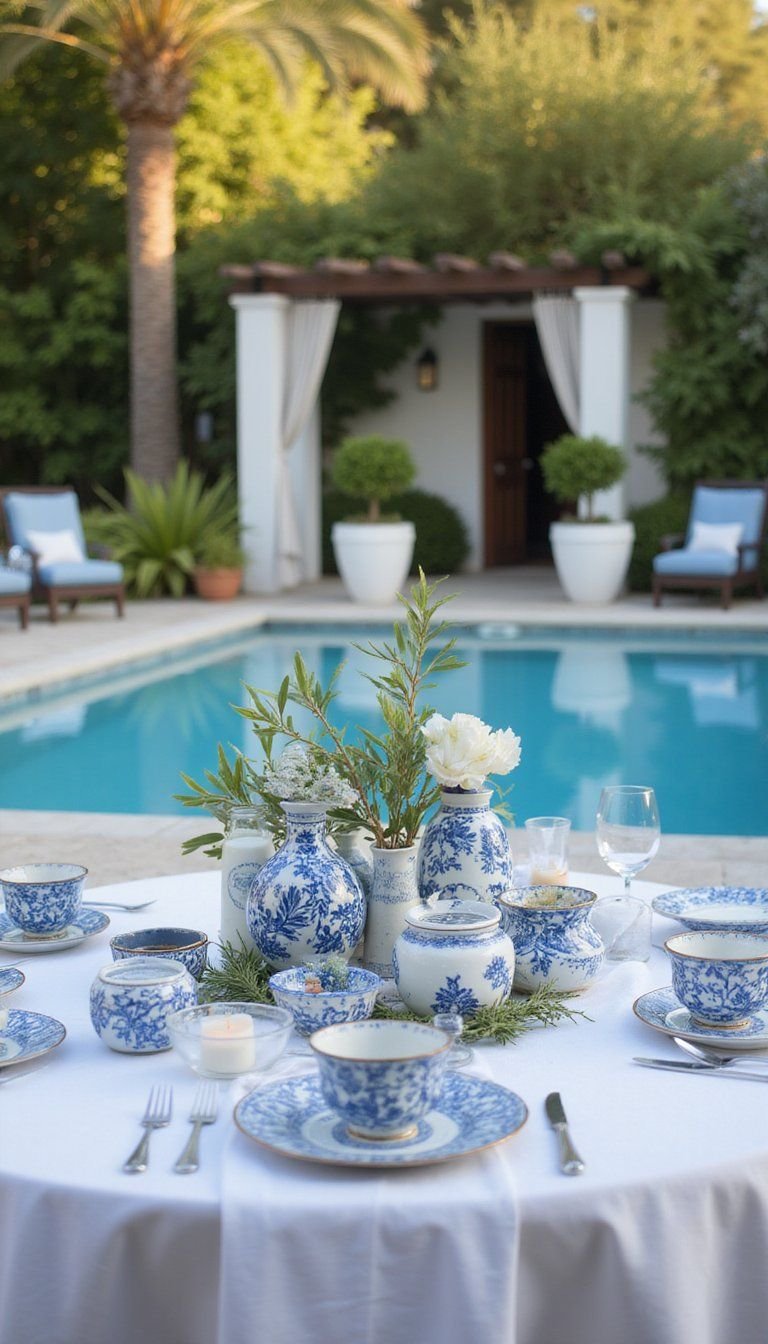 Mediterranean Blue And White Coastal Tablescape