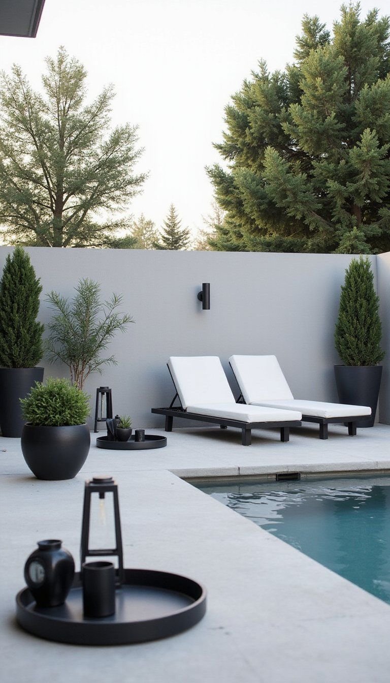 Minimalist Modern Poolside With Monochrome Touches