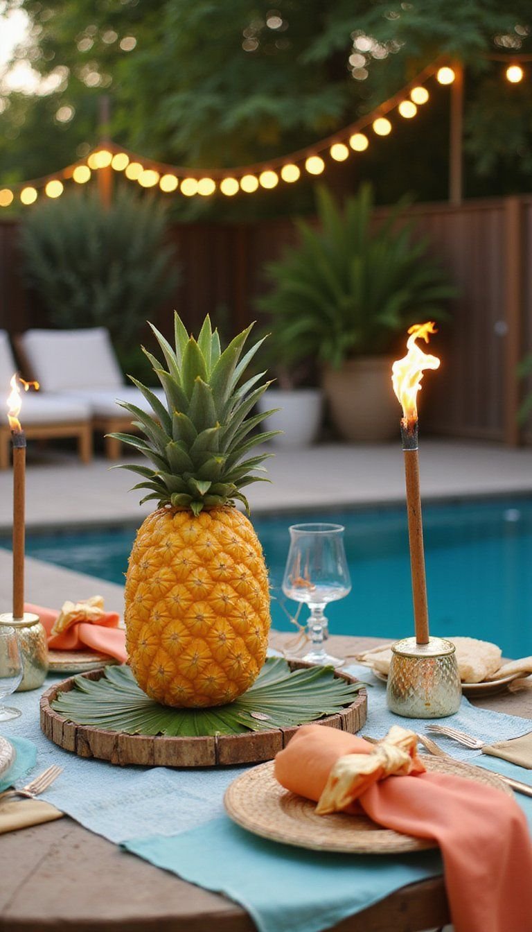 Tropical Tiki Night With Pineapple Centerpieces
