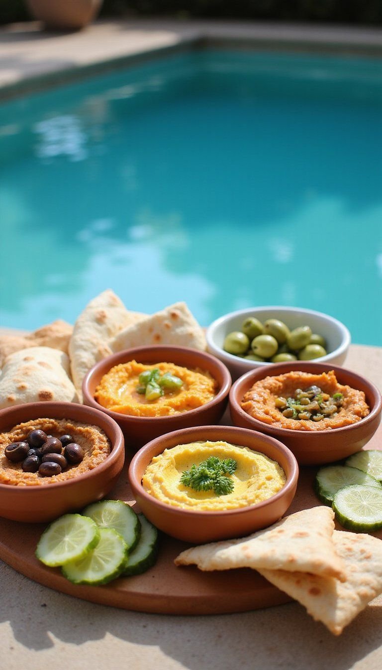 Mediterranean Mezze Platter With Hummus Trio