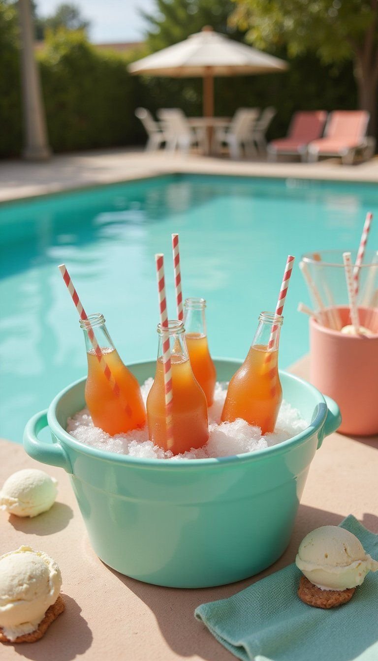 Retro Soda Float Station With Glass Bottles