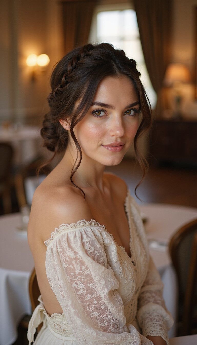 Romantic Low Bun With Pull-Through Accent