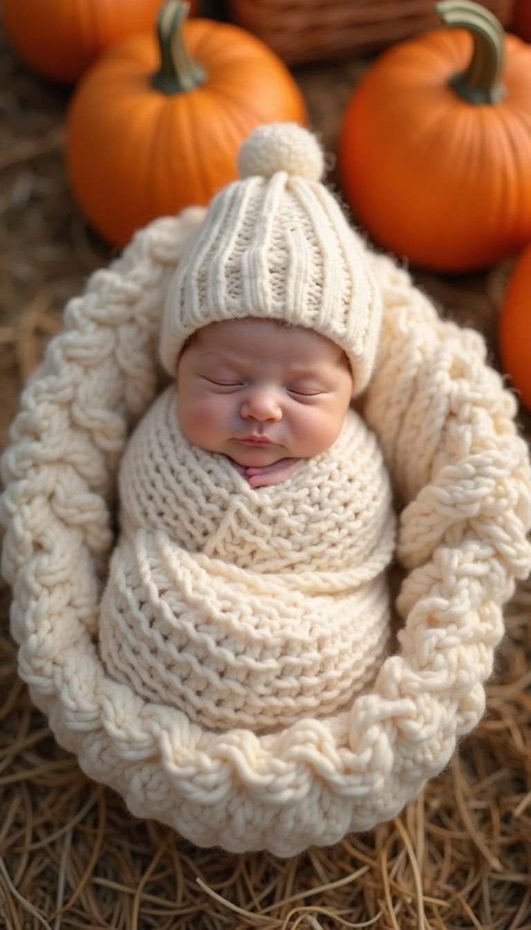 Cozy Newborn Layers For Pumpkin Photo Sessions