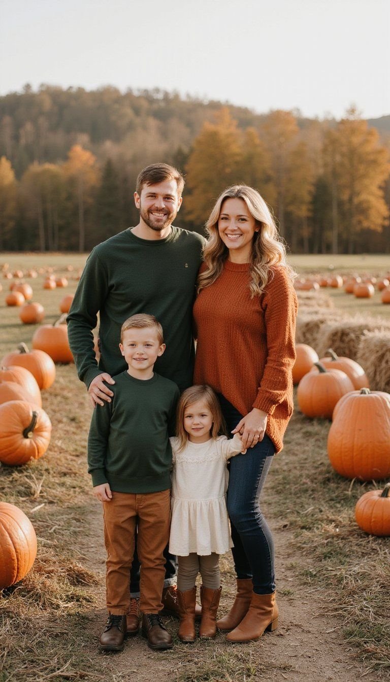 Matching Family Coordinated Autumn Photo Outfit Ideas