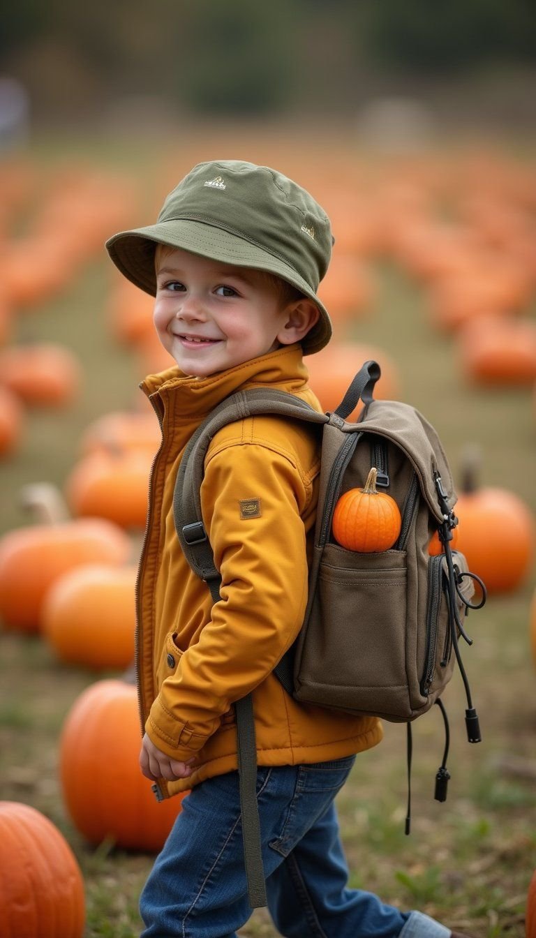 Backpack Full Of Mini Pumpkins For Adventurous Kids